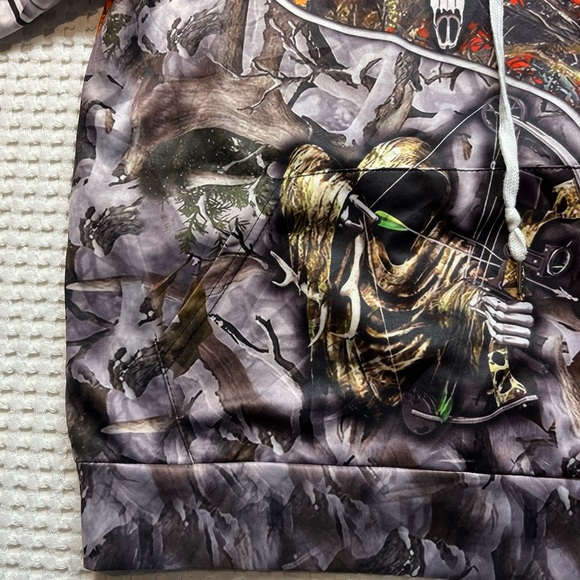 BOW HUNTER Hoodie Mens Size US Small Blaze Oranger Skull Ghost Face - Picture 4 of 14